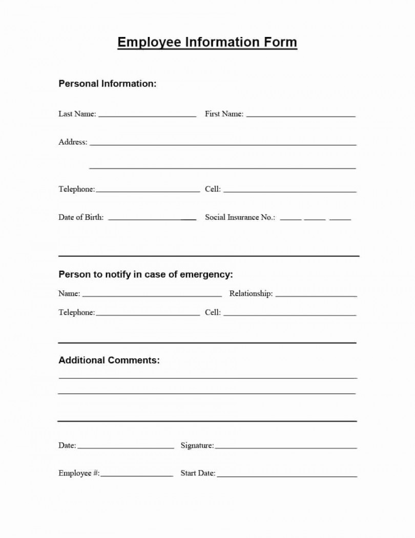 Employee Contact Information form Awesome  Printable Employee