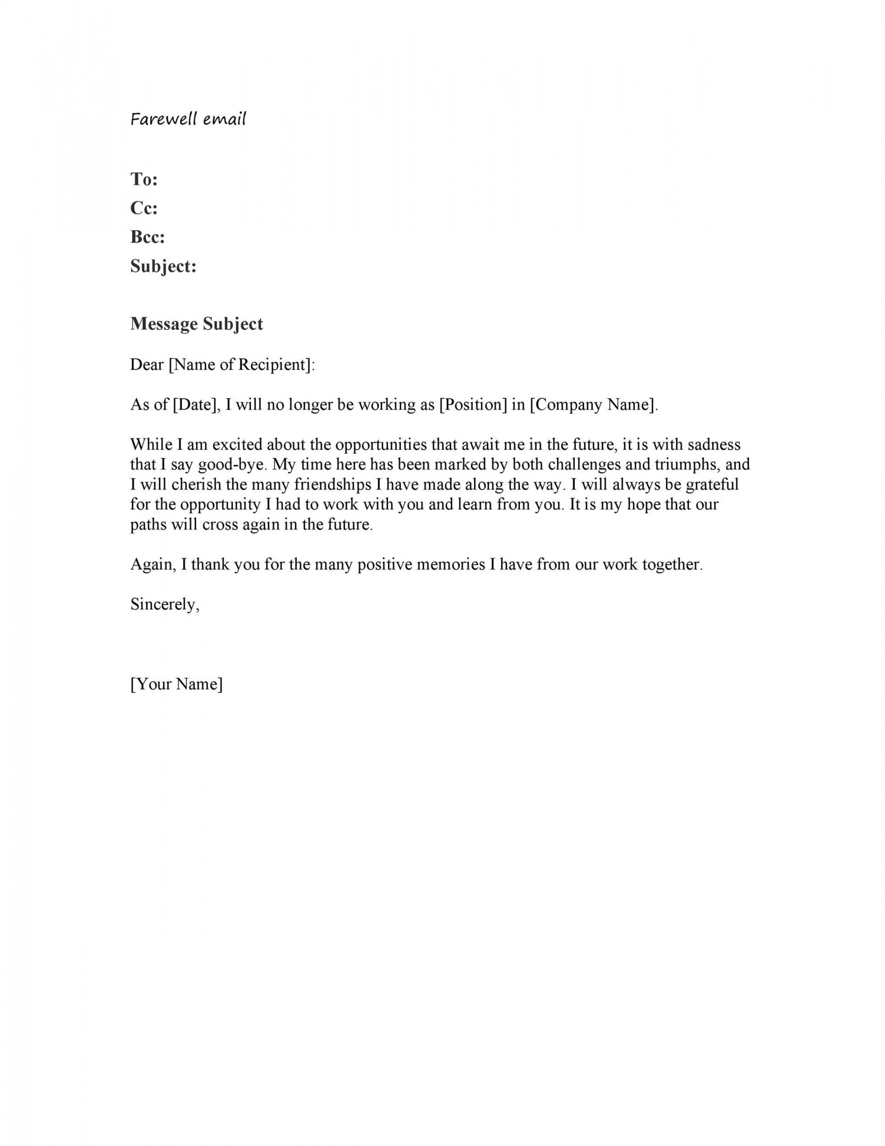 + Farewell Email Templates to Coworkers ᐅ TemplateLab