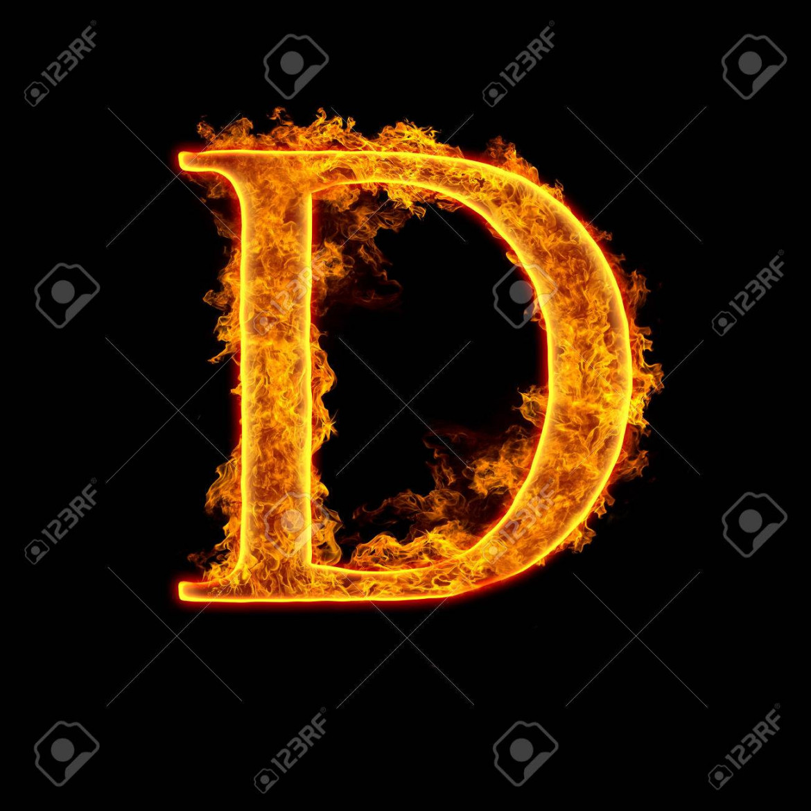 Feuer Alphabet Buchstaben D Auf Schwarzem Hintergrund Isoliert