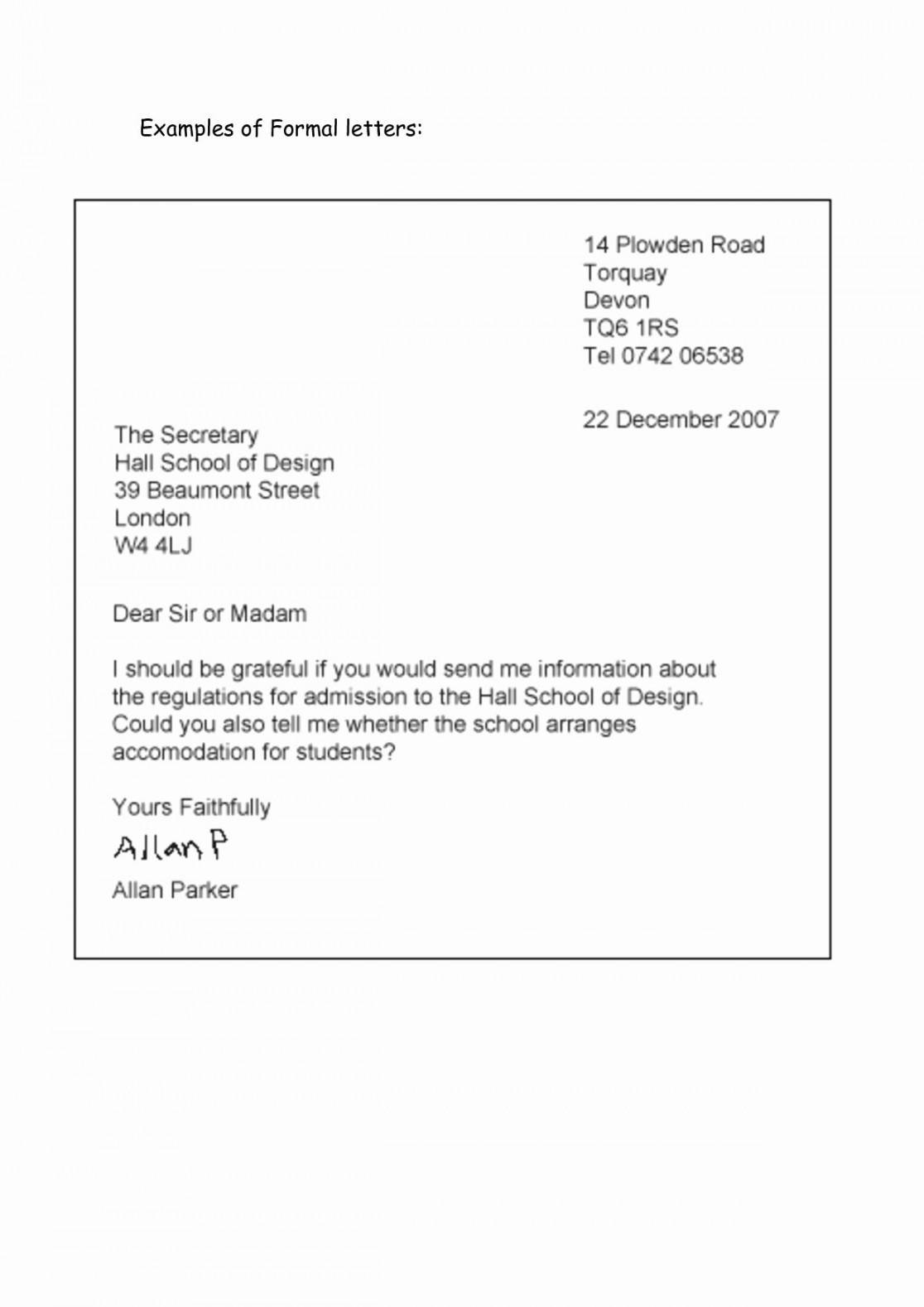 formal Business Letter Template  Markmeckler Template Design