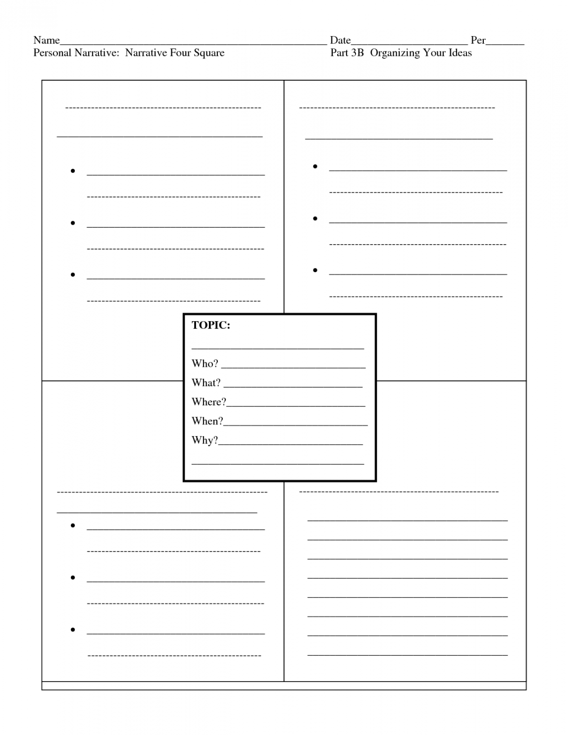 four square writing template printable  Narrative Four Square