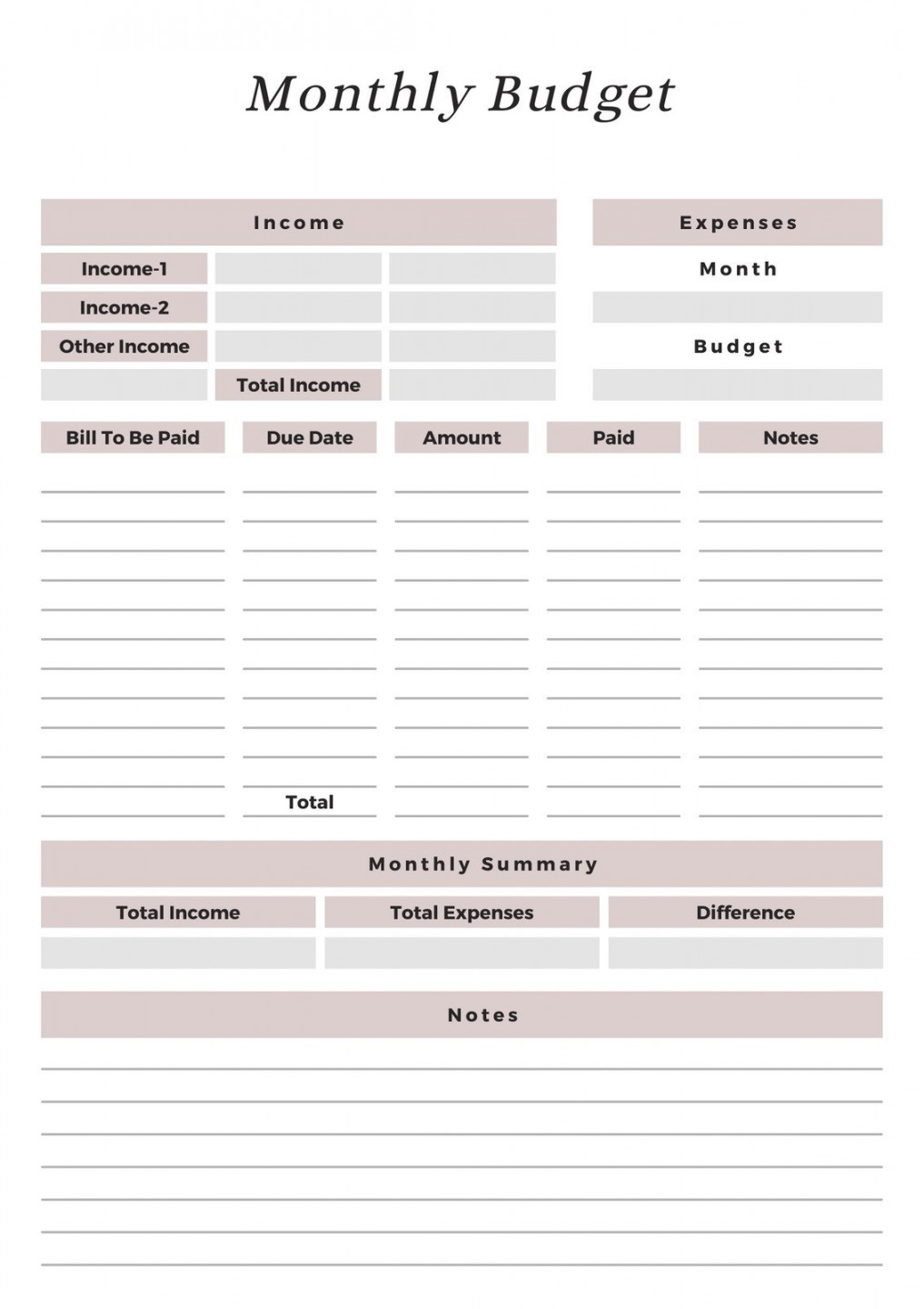 Free and customizable budget templates