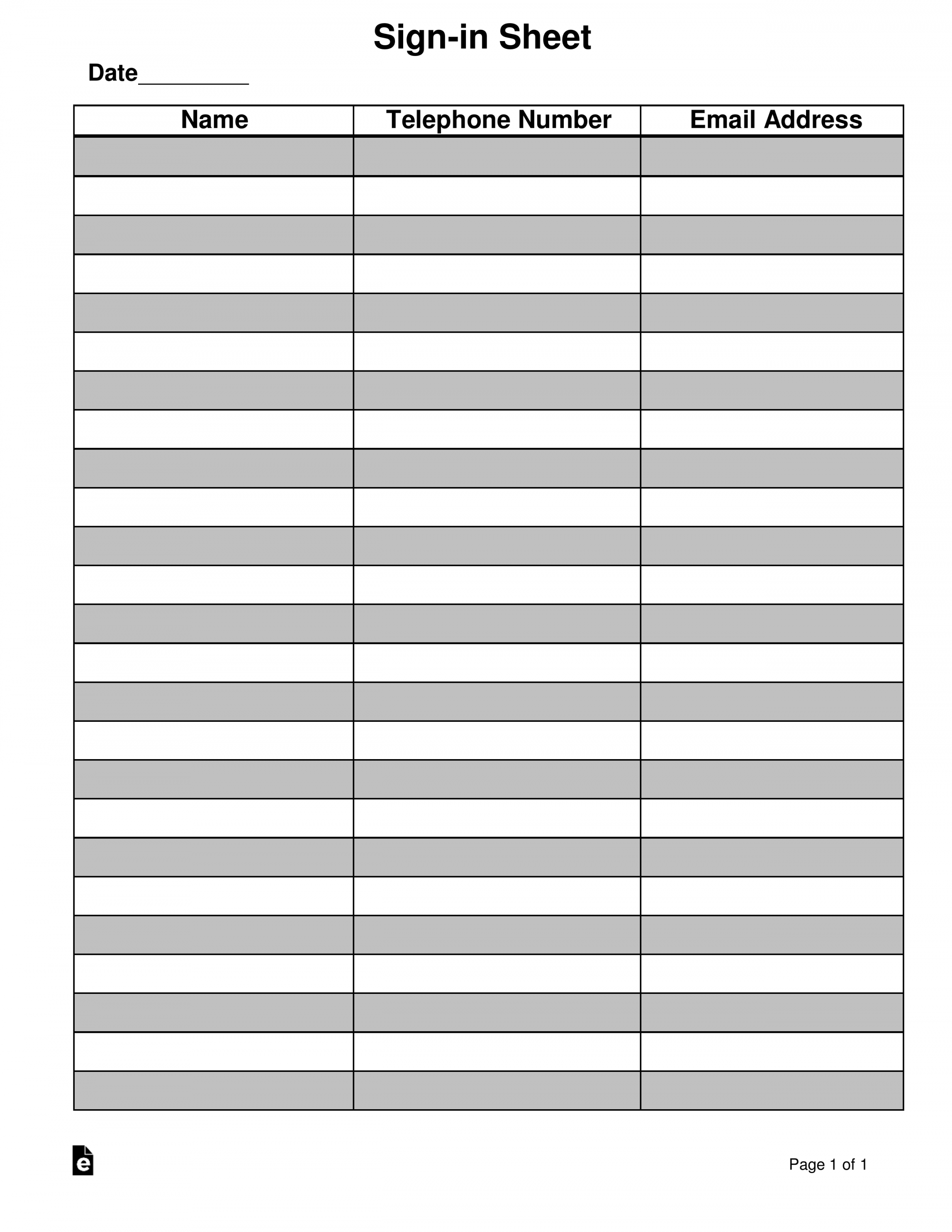 Free Attendance/Guest Sign-in Sheet Template - PDF  Word – eForms