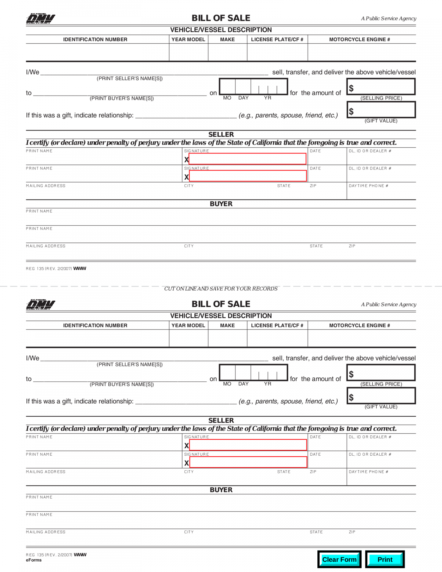 Free California Bill of Sale Forms () - PDF – eForms