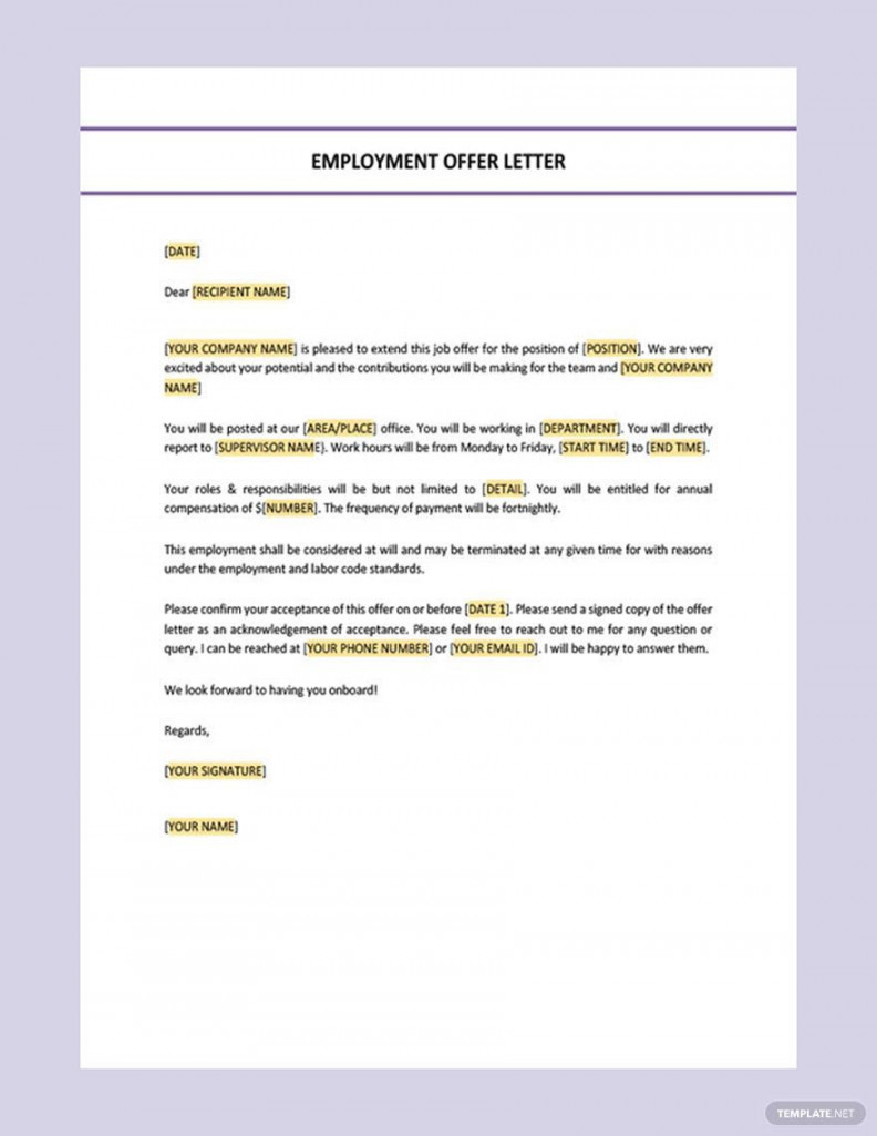 Free Editable Employment Offer Letter Template - Download in Word