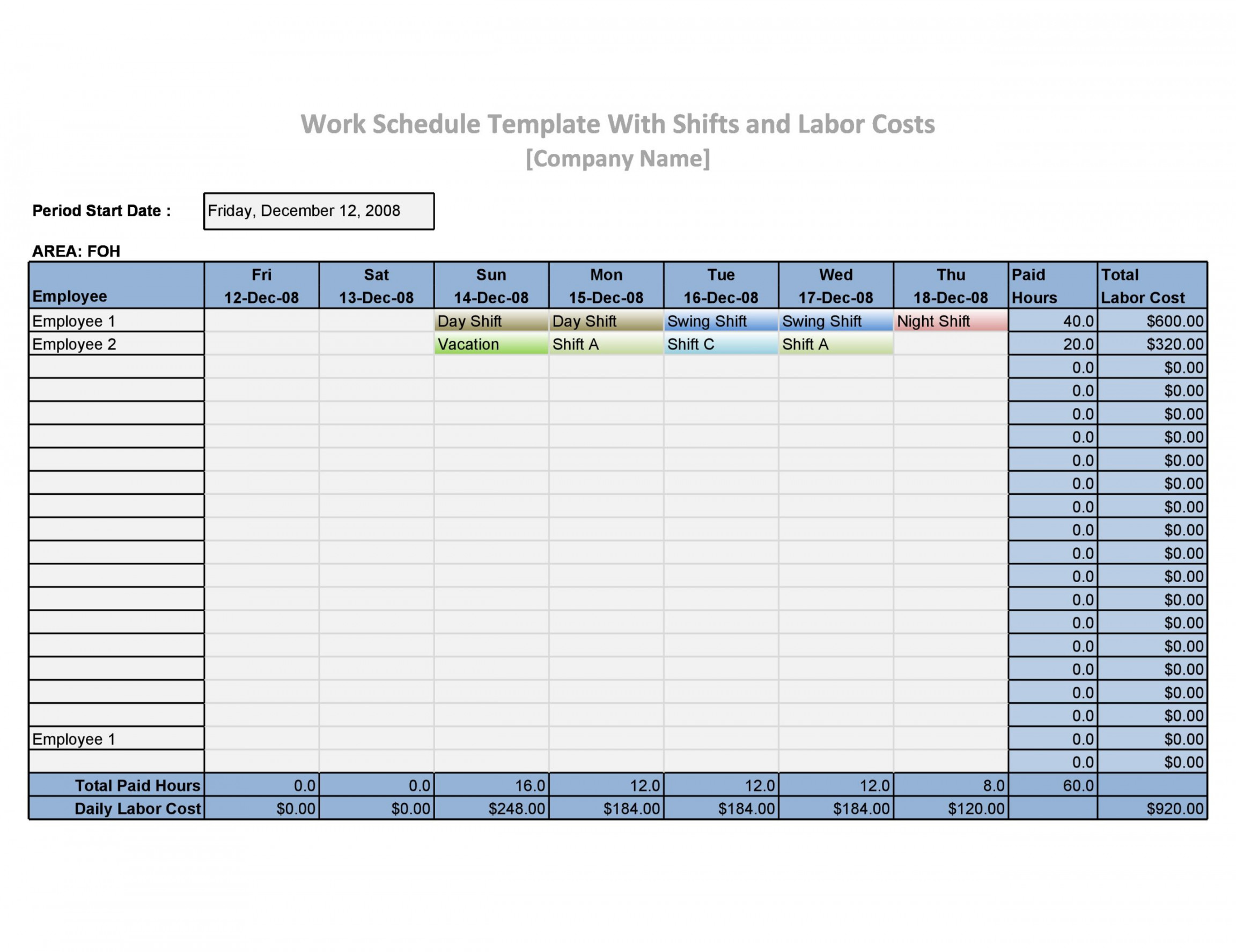 Free Employee Schedule Templates (Excel, Word, PDF)