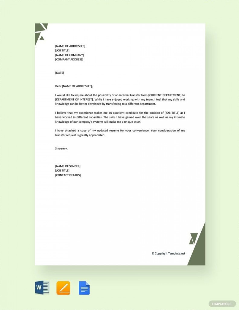 Free Internal Transfer Letter - Download in Word, Google Docs, PDF