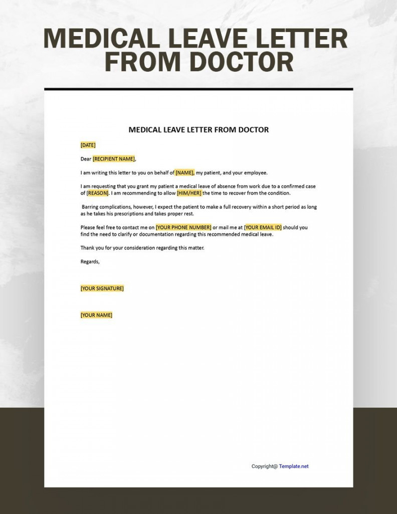 Free Medical Leave Letter from Doctor - Download in Word, Google