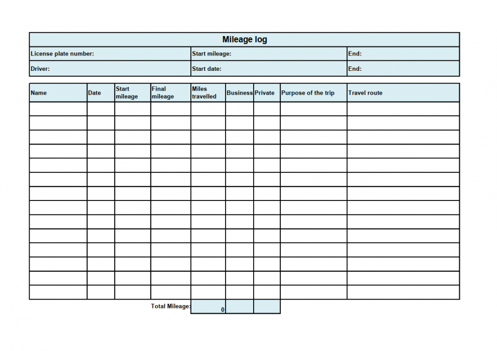 Free mileage log template download - IONOS