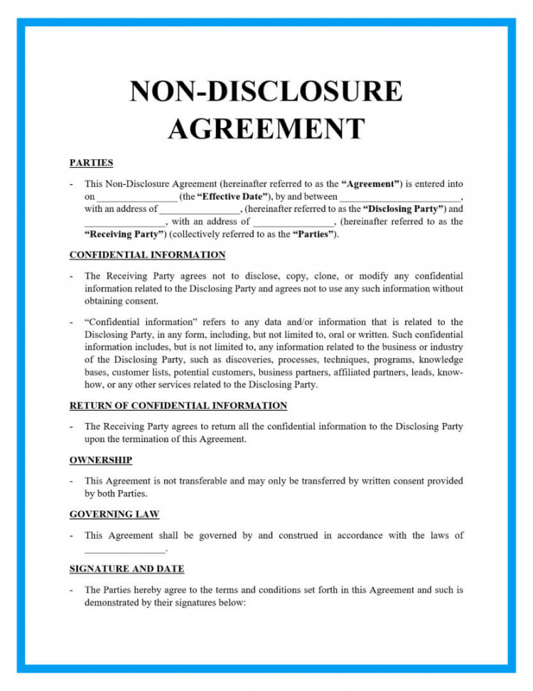 Free Non-Disclosure Agreement Template Document