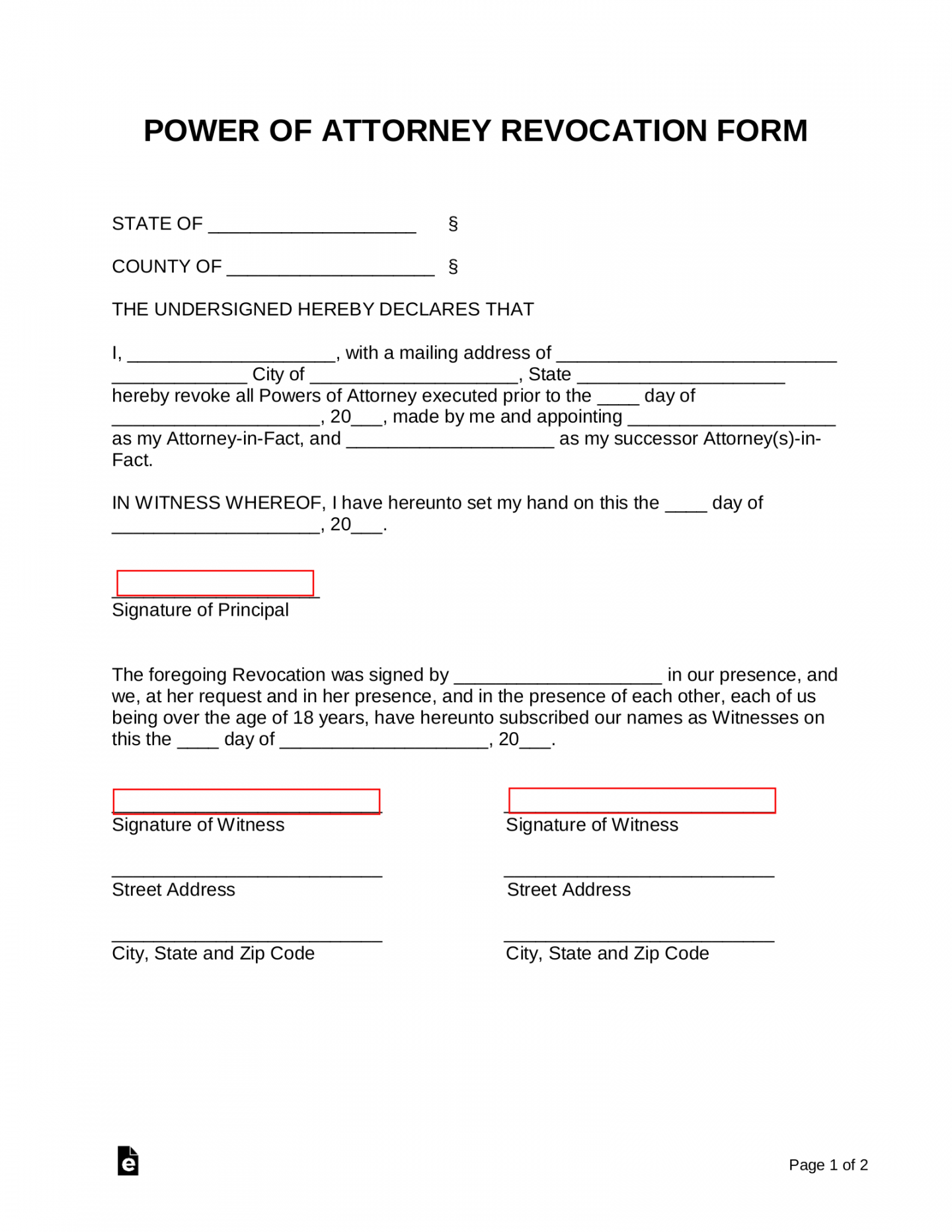 Free Power of Attorney Revocation Form - PDF  Word – eForms