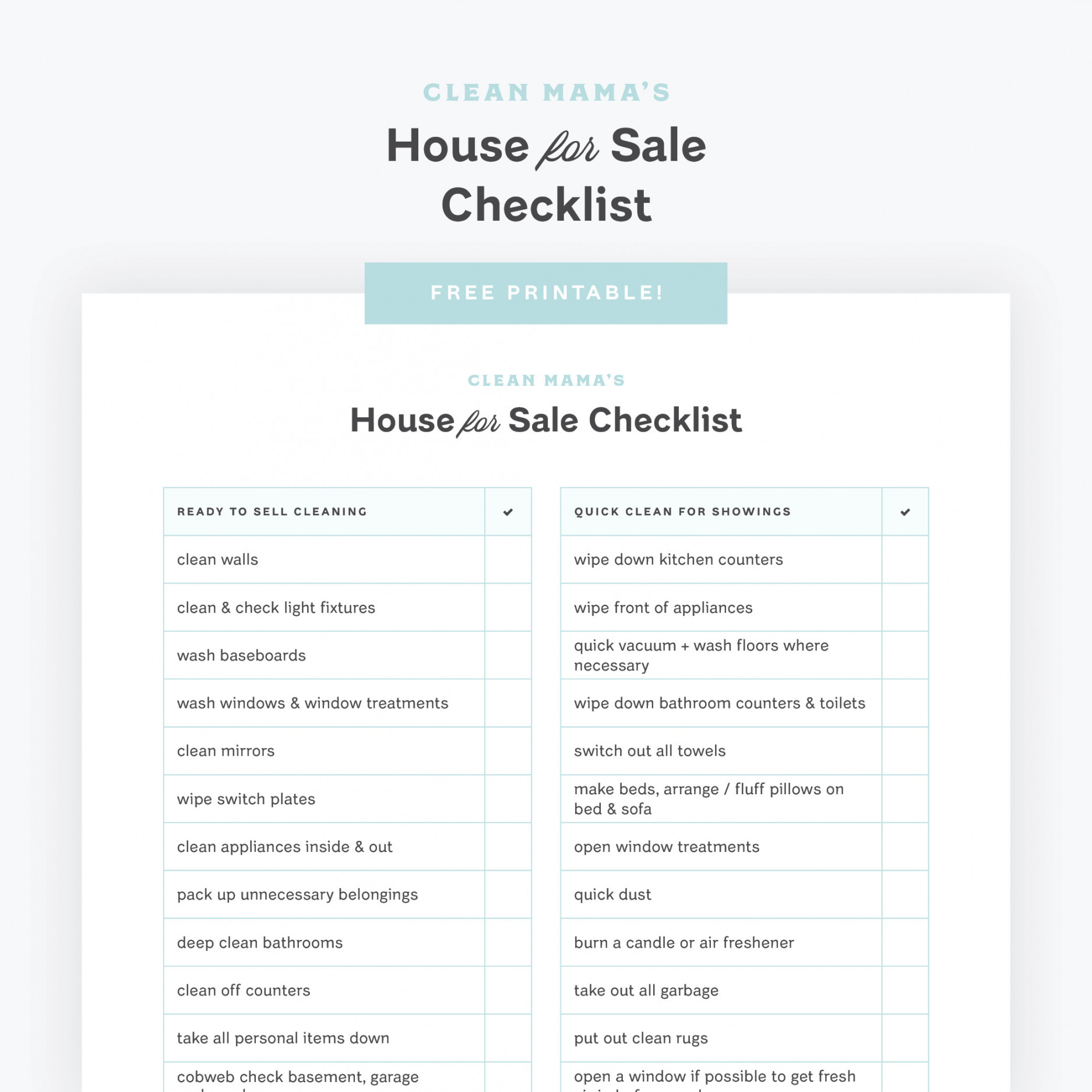 Free Printable : Moving Checklist - Clean Mama