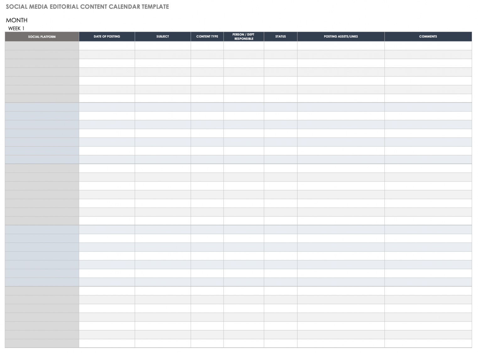 Free Social Media Editorial Calendar Templates  Smartsheet