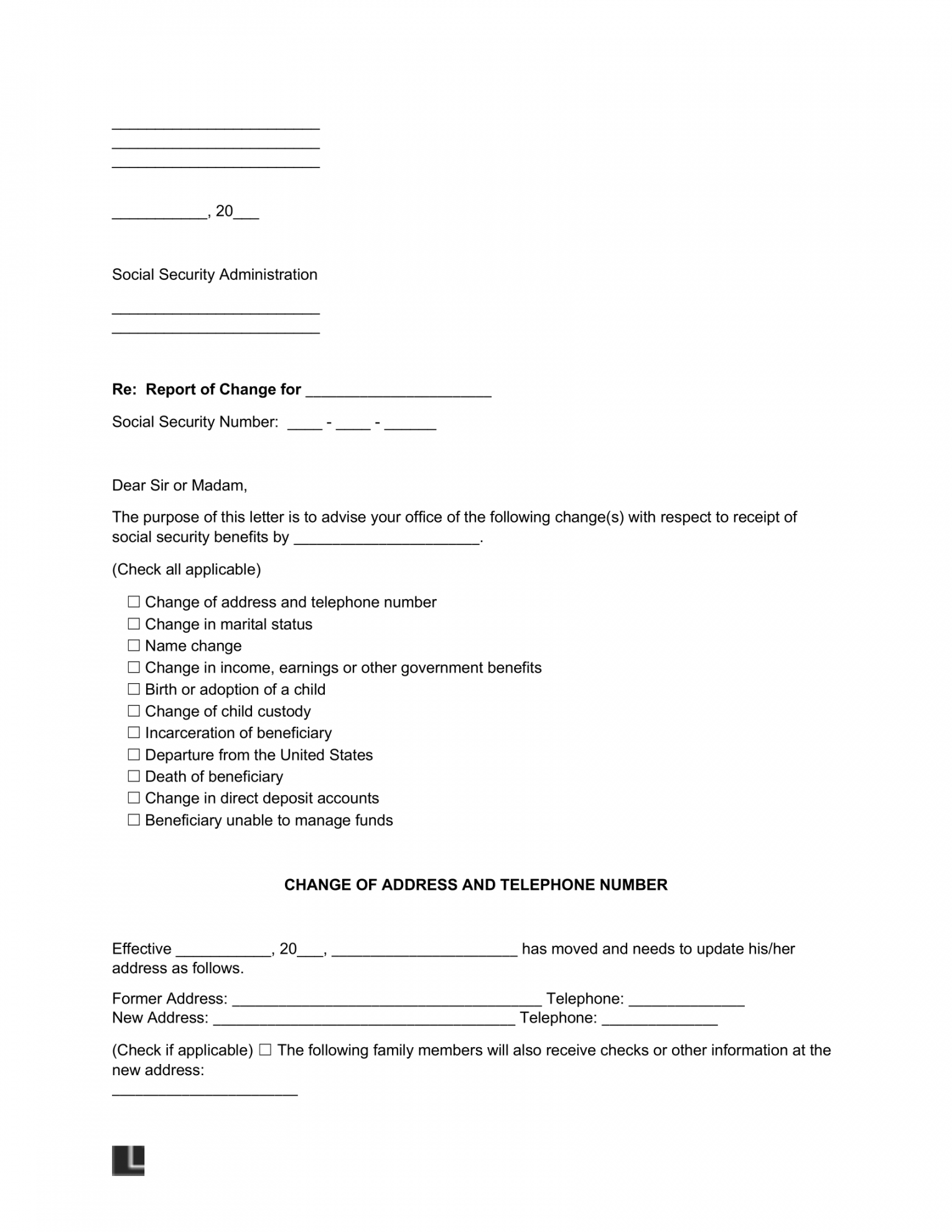 Free Social Security Change in Information Form  PDF & Word