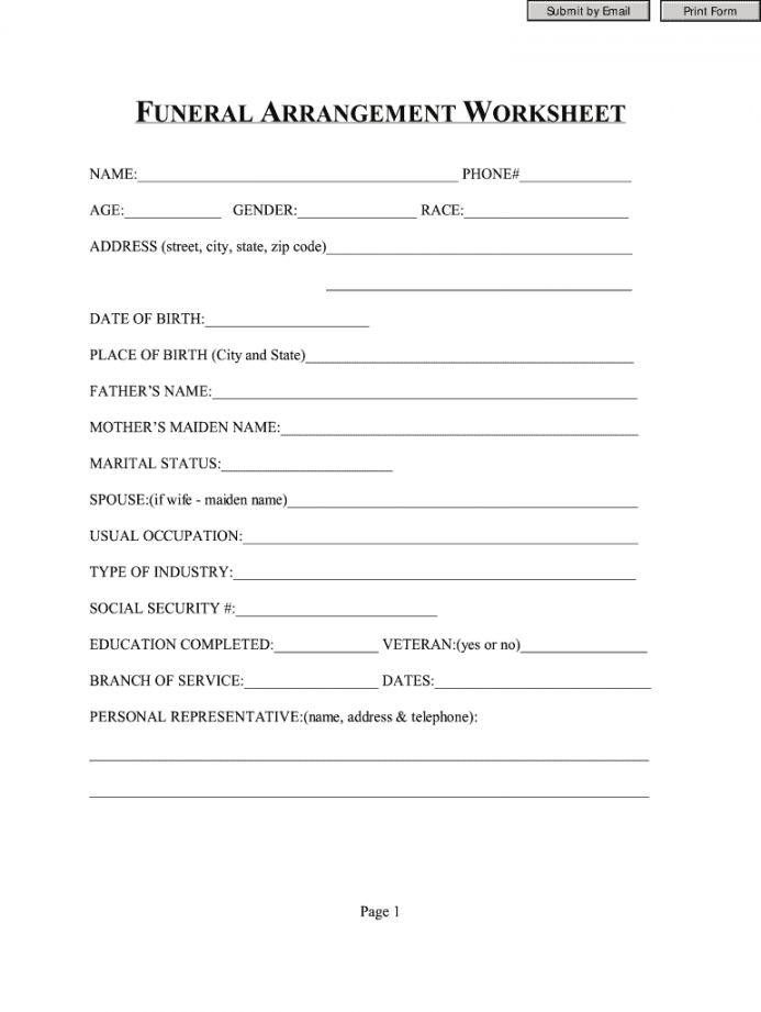 Funeral Planning Worksheet Pdf - Fill Online, Printable, Fillable