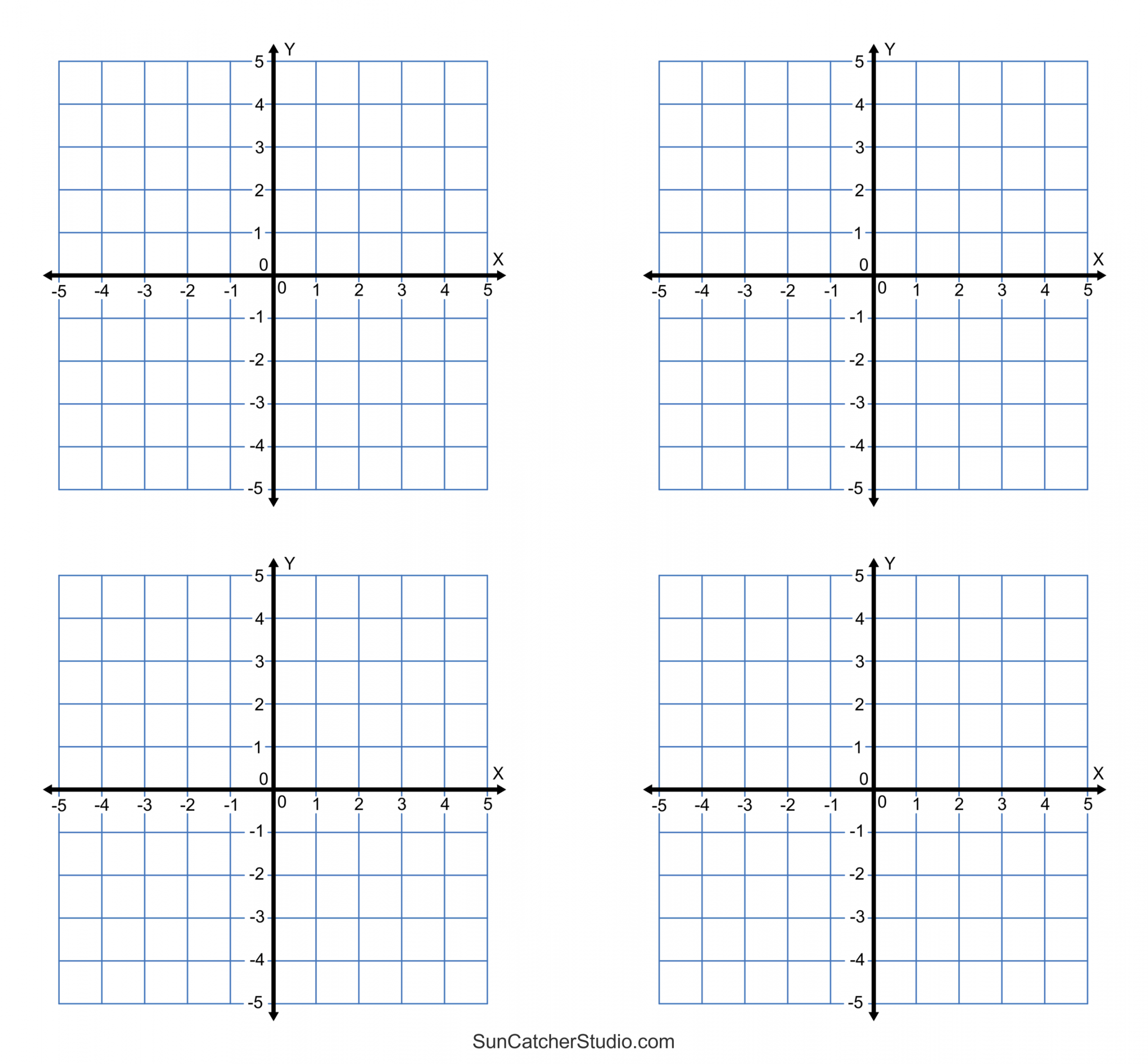 Grid Paper (Printable  Quadrant Coordinate Graph Paper Templates