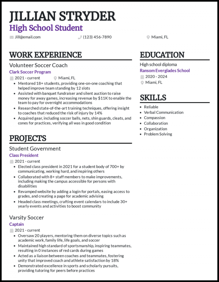 High School Student Resume Examples Created for