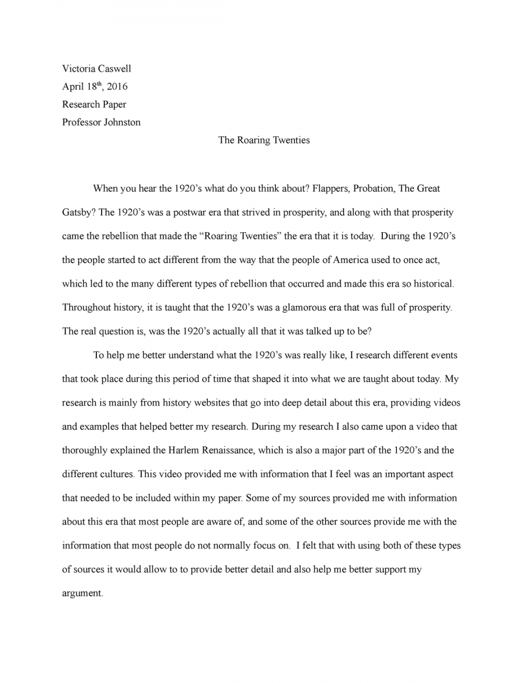 History Research Paper - Victoria Caswell April th,