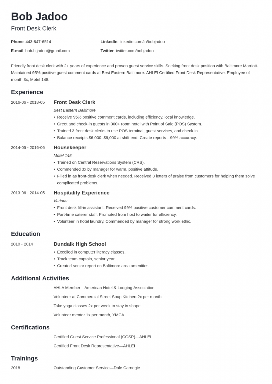 Hospitality Resume Example & Guide [+ Hospitality Skills]