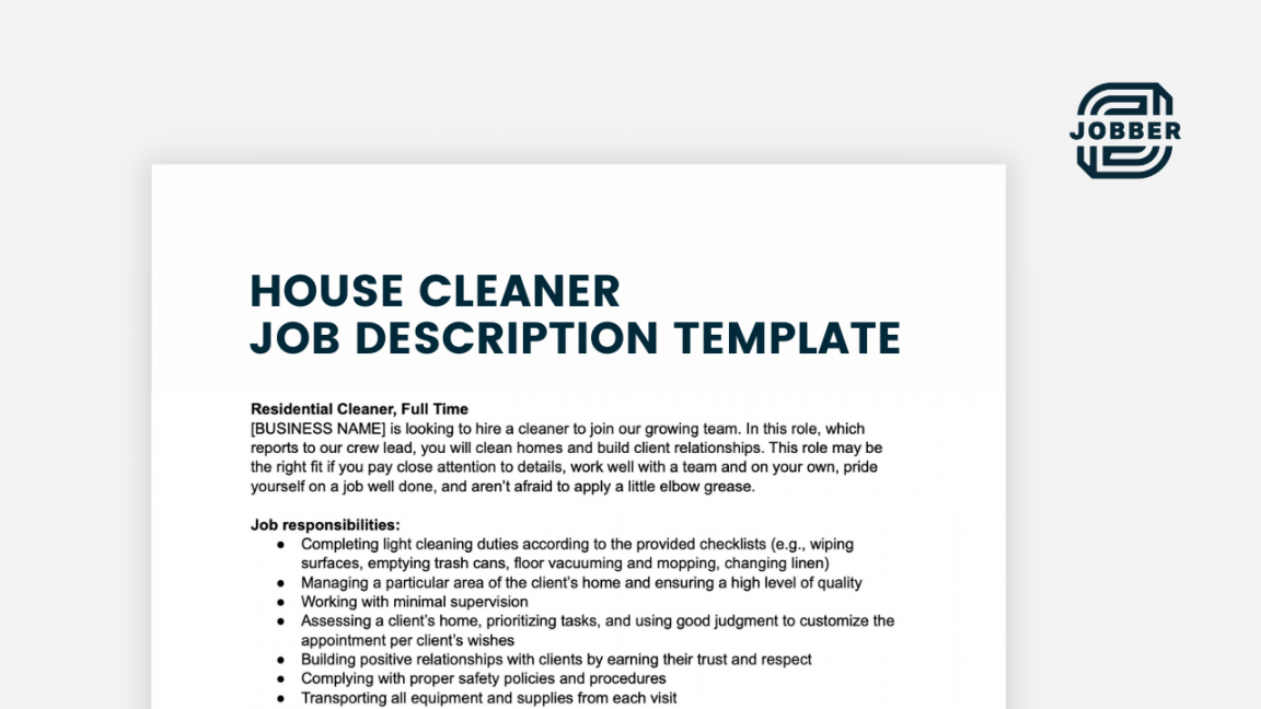 House Cleaner Job Description  Free Template + Guide - Jobber