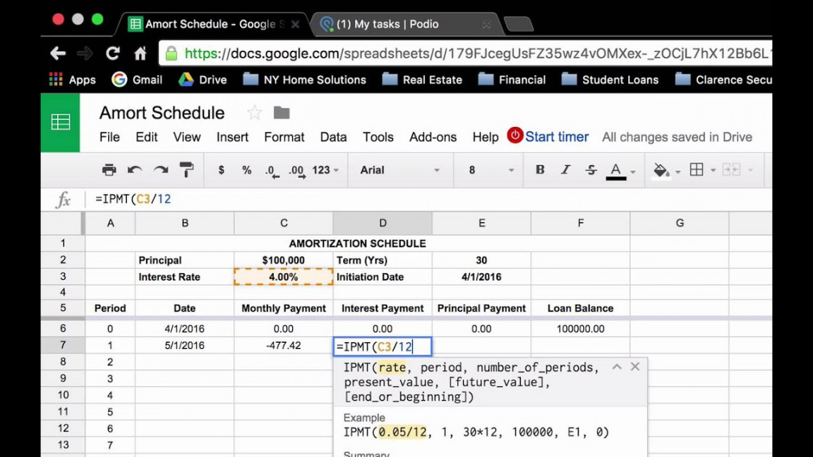 How to Create a Loan Amortization Schedule in Google Sheets/ MS Excel