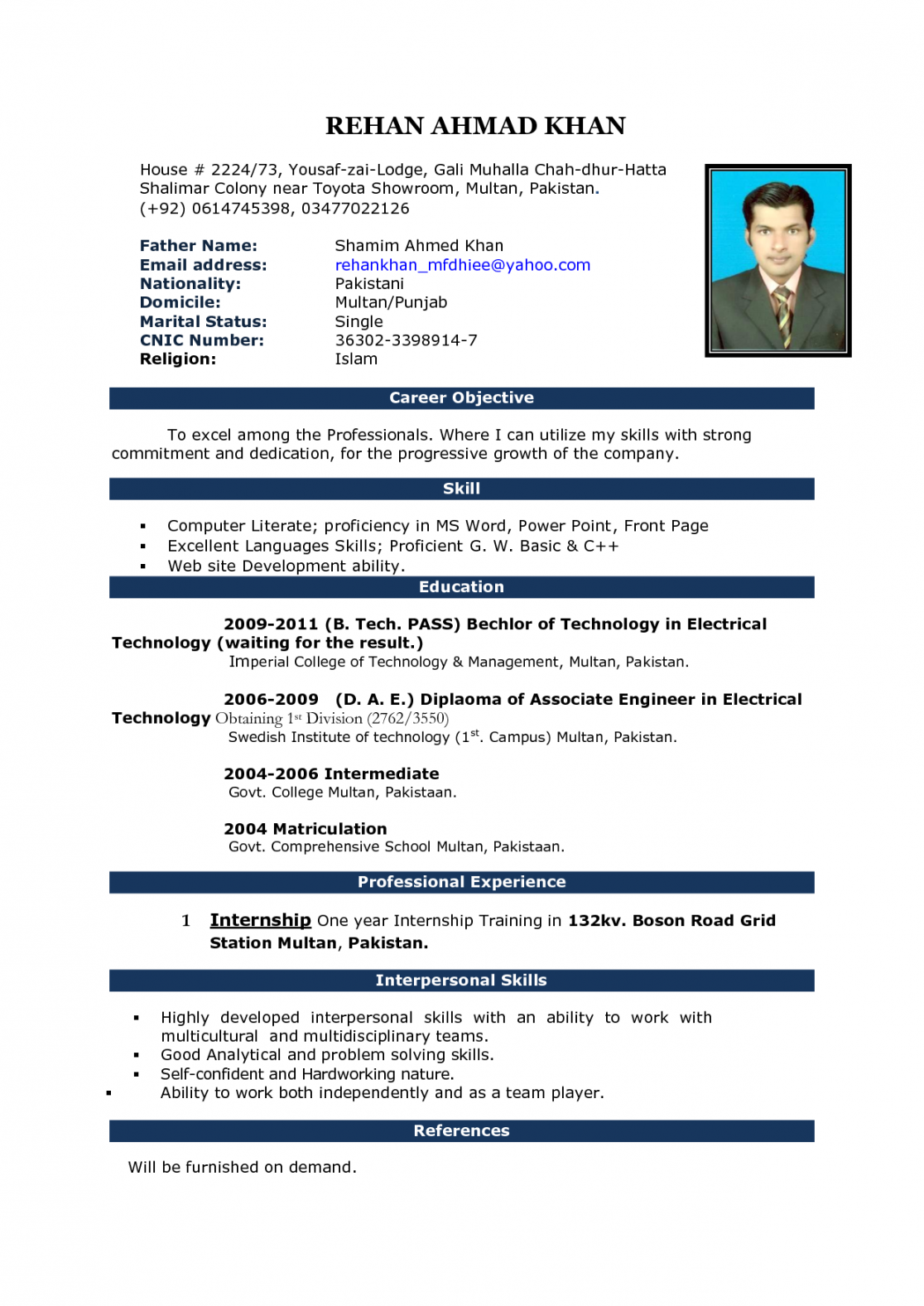 Image result for cv format in ms word  free download  Resume