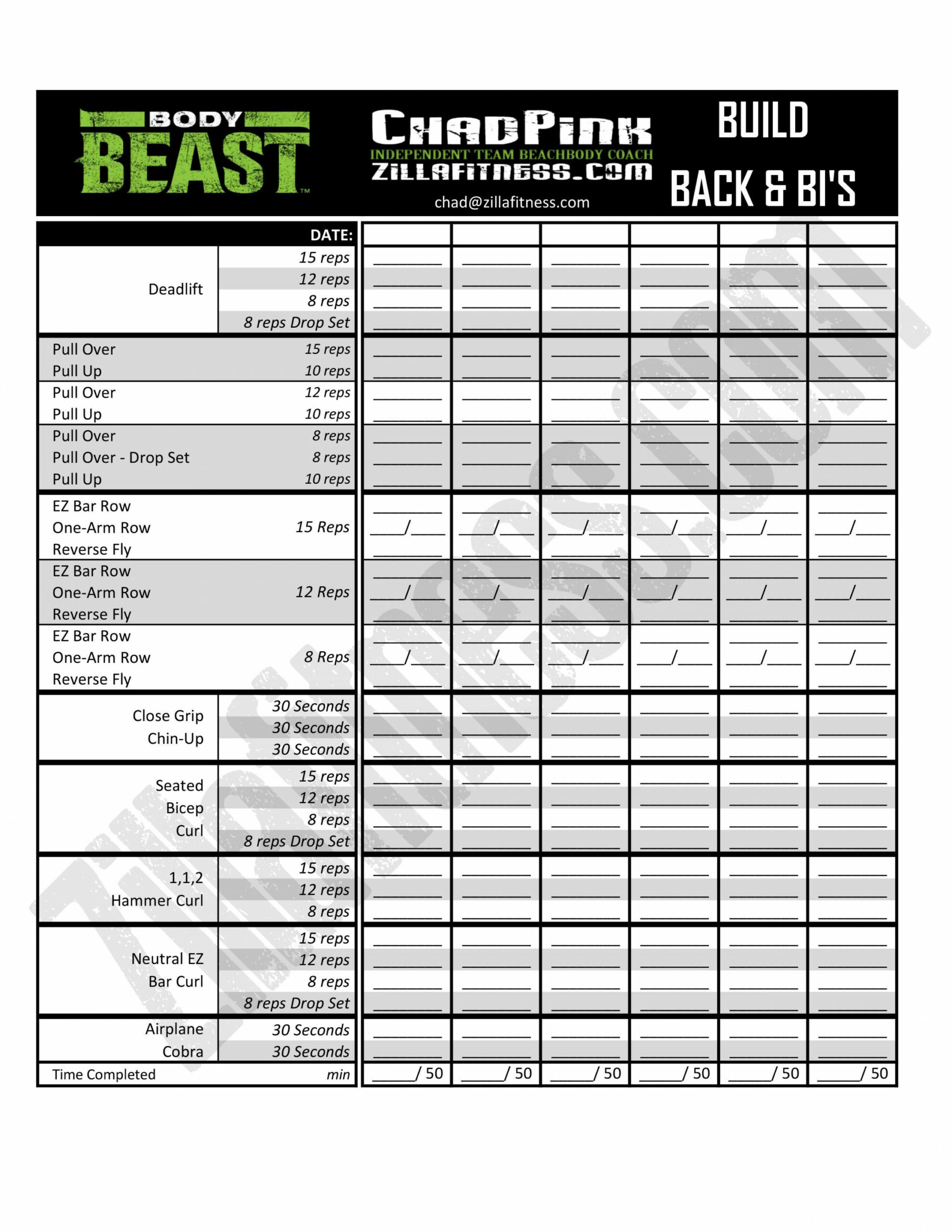 Improved Body Beast Worksheets - Free Download!  Body beast