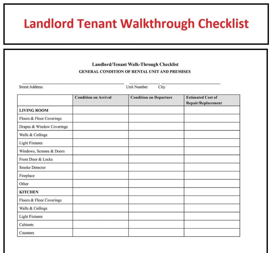 Landlord Tenant Walkthrough Checklist PDF File Available - Etsy