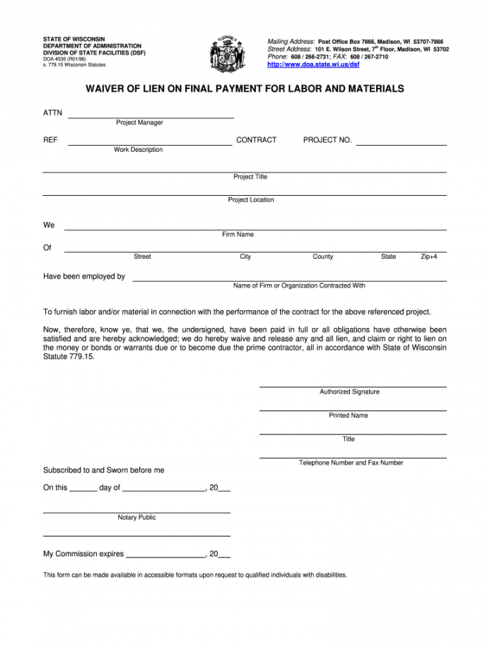 Lien Waiver Form - Fill Online, Printable, Fillable, Blank  pdfFiller