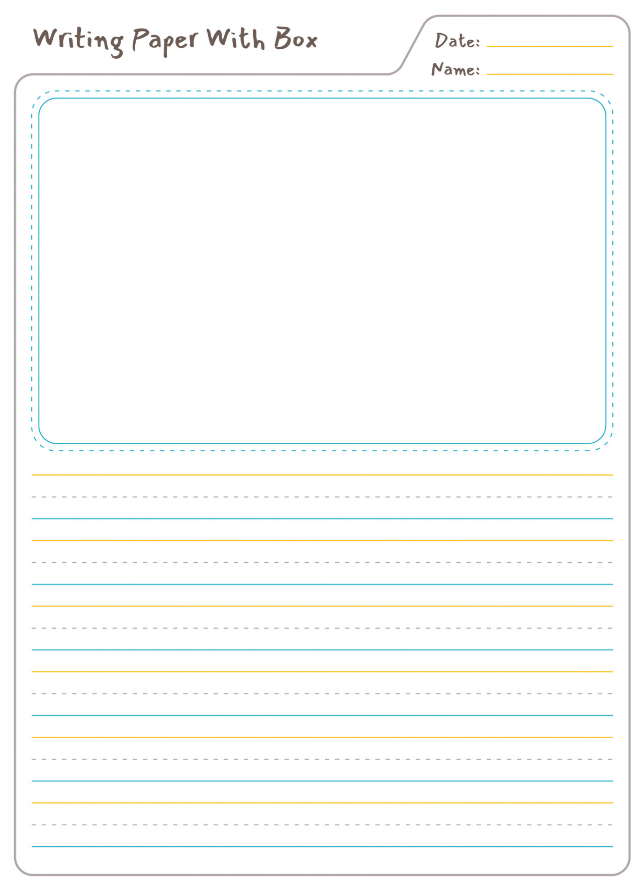 Lined Paper With Picture Box Free Google Docs Template - gdoc