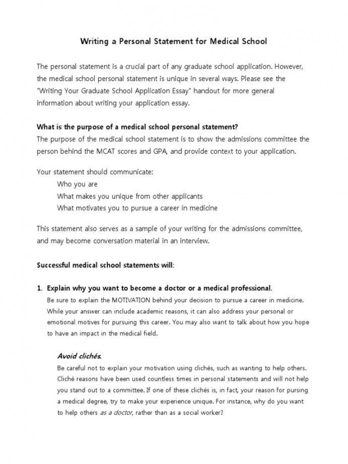 Medical School Personal Statement Example PDF  PDF  Medical