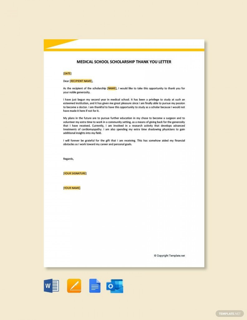 Medical School Scholarship Thank You Letter - Download in Word