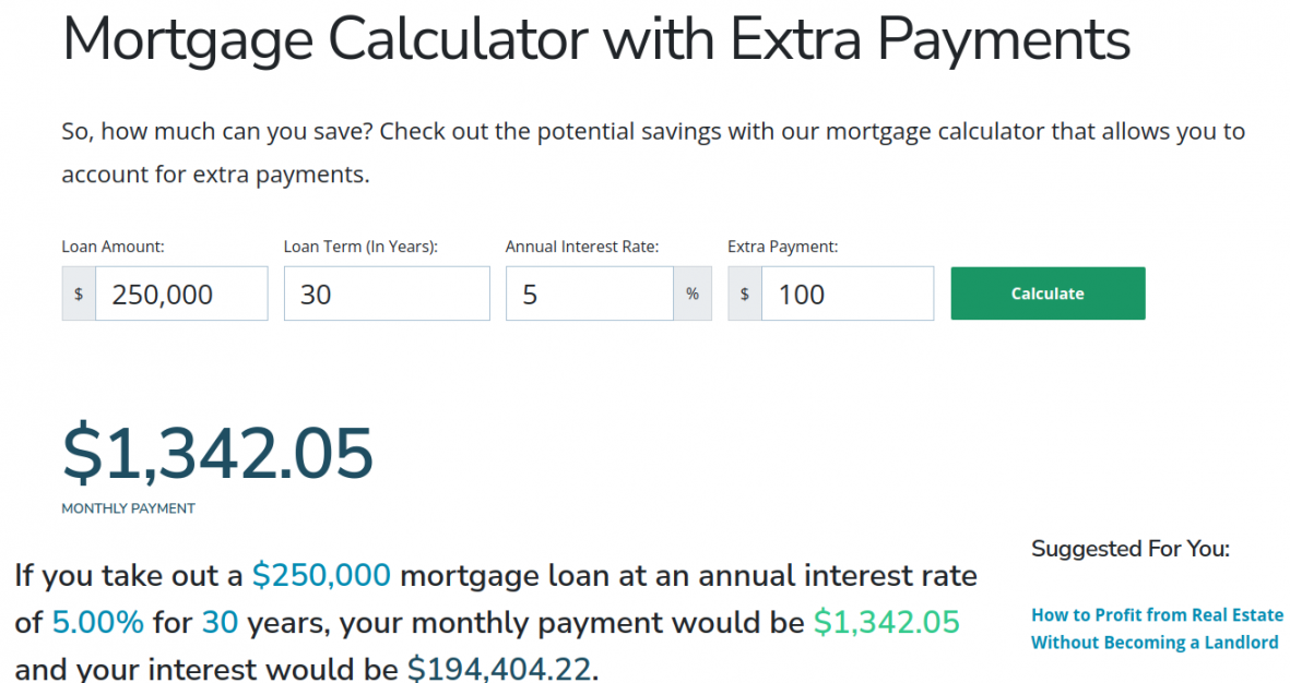 Mortgage Calculator with Extra Payments