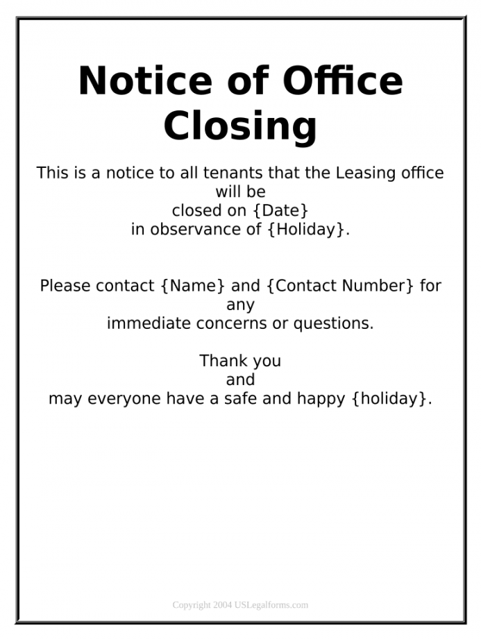 Office Closure Notice: Pre-built template  signNow