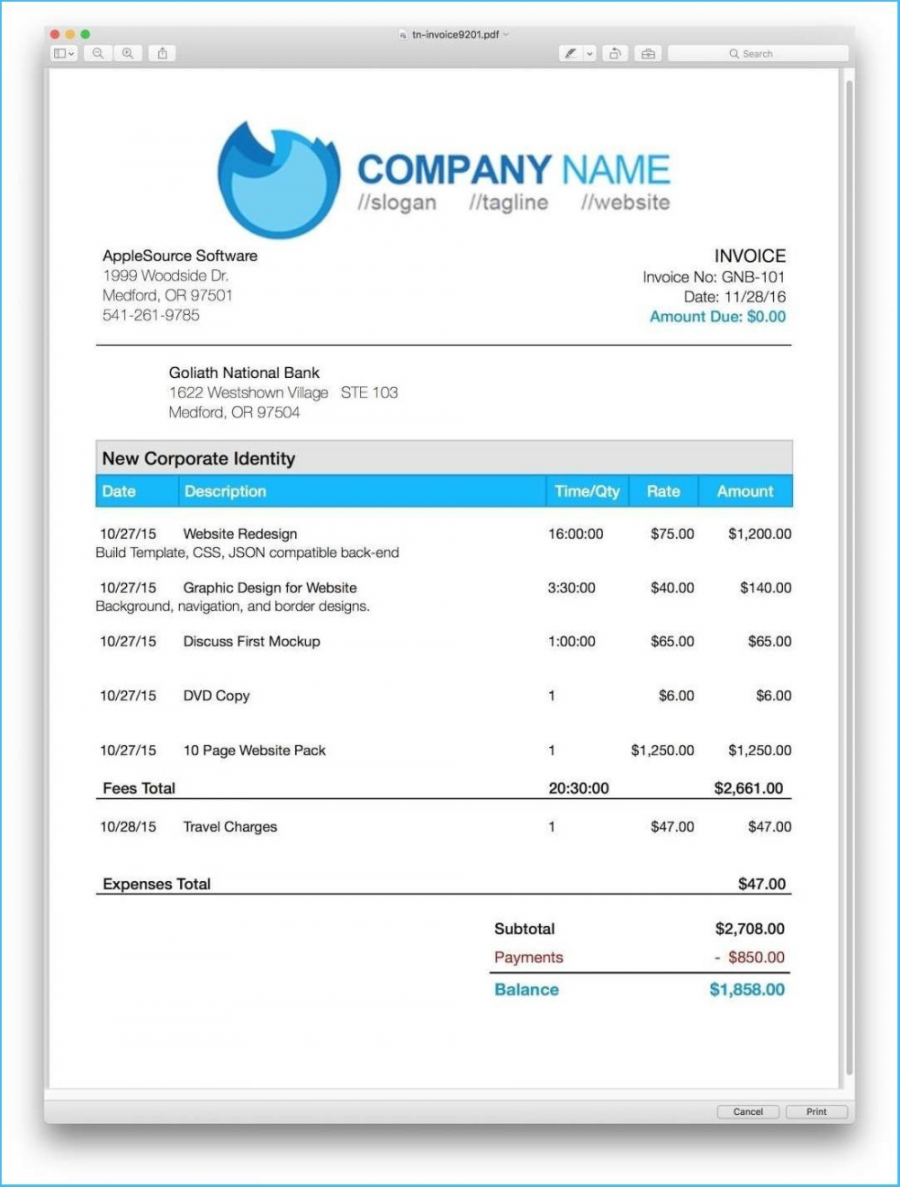 Pages Invoice Template In Invoice Template For Pages - +