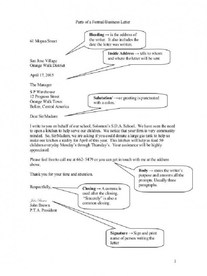 Parts of A Formal Letter  PDF