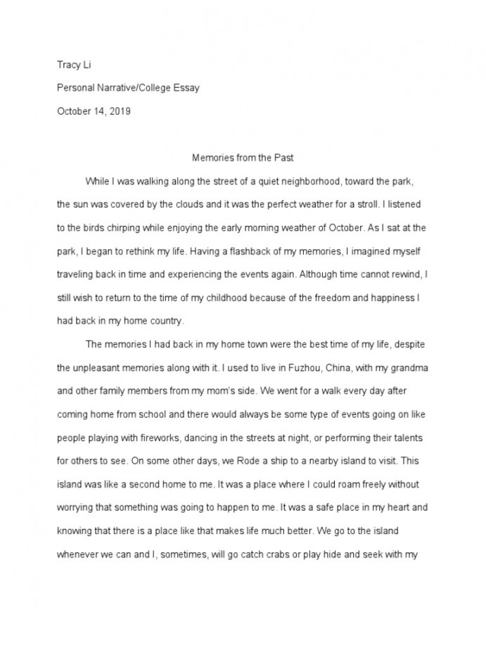 Personal Narrative Essay  PDF