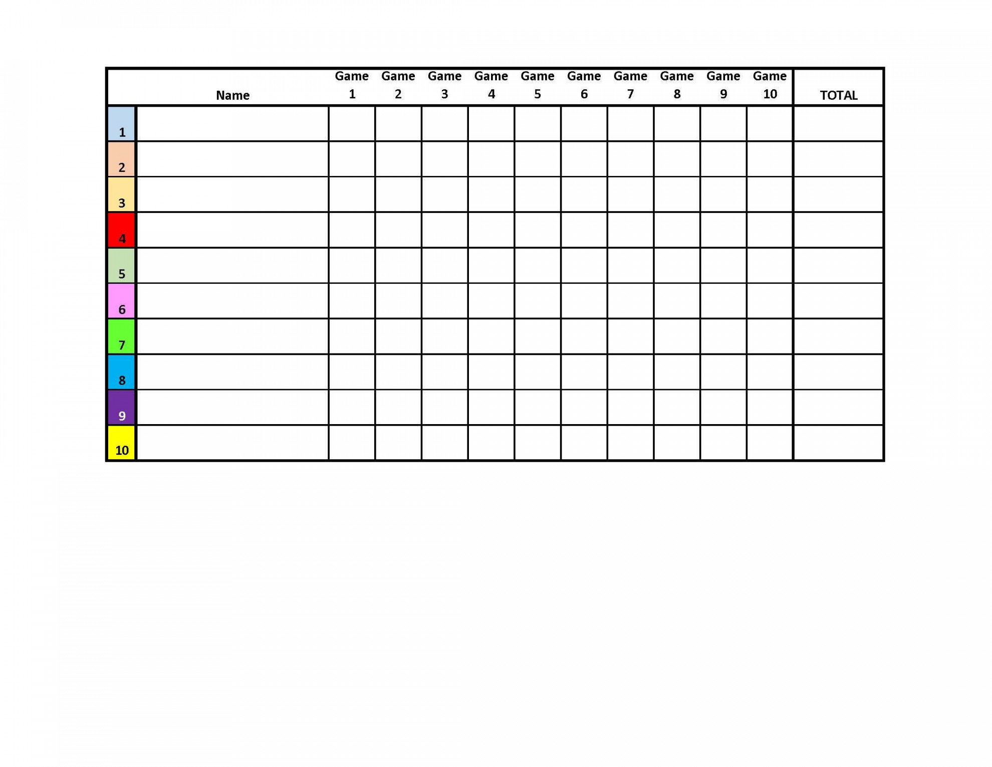 -Player Euchre Tournament Score Sheet and Rotations PDF