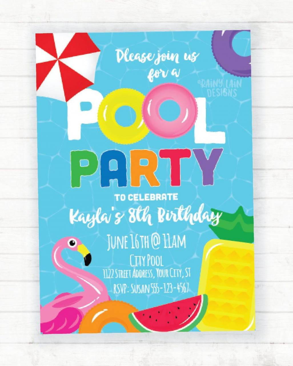 Pool Party Invitation Summer Birthday Party Invitation Pool - Etsy