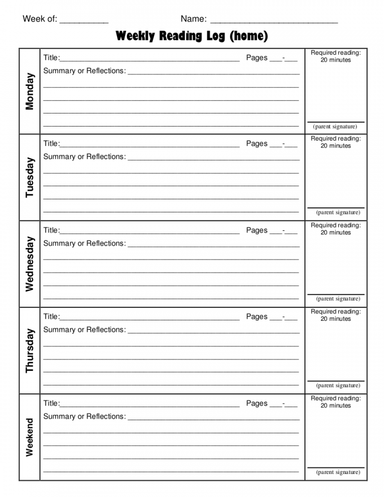 Printable Reading Log - + Examples, Format, Pdf  Examples