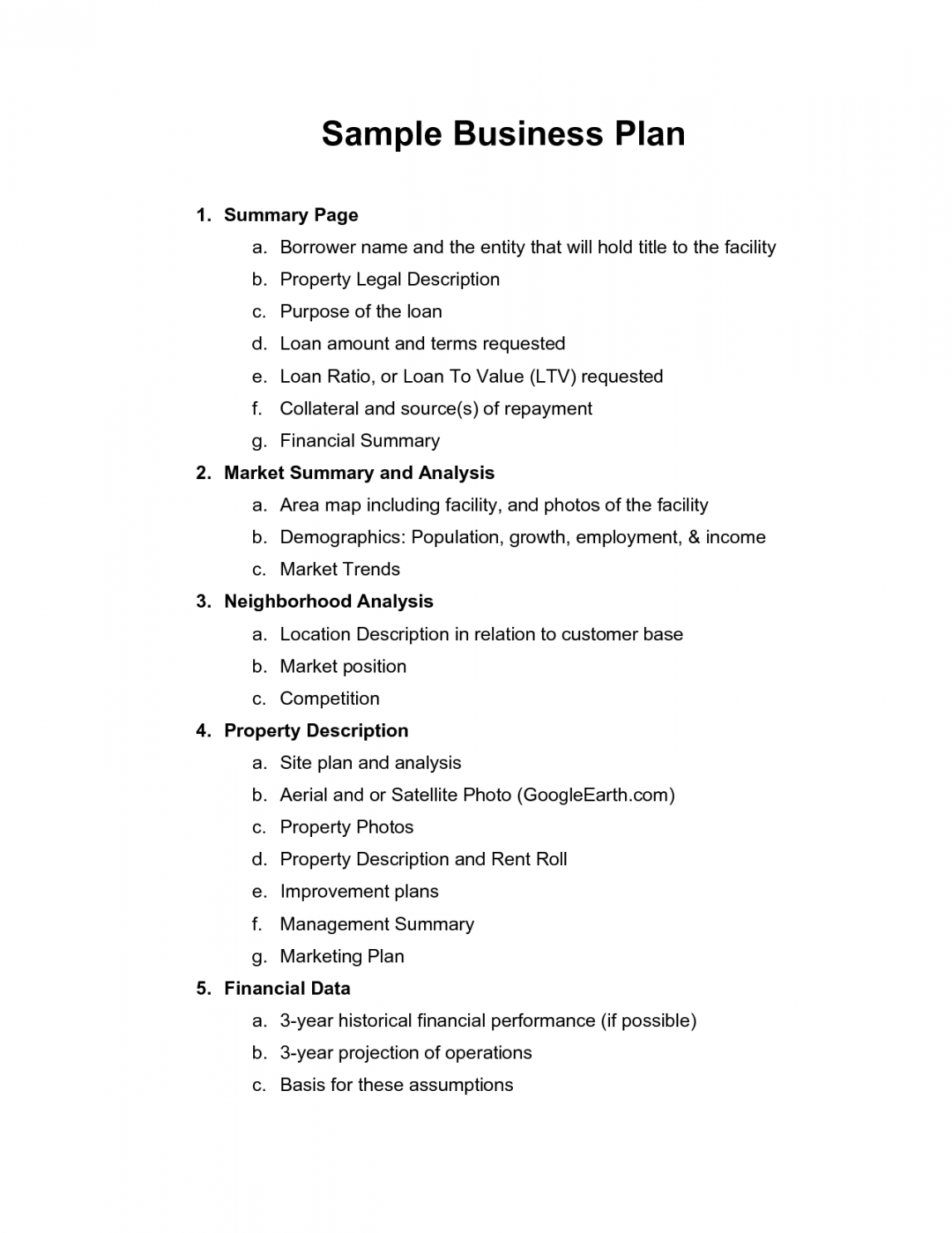 Printable Sample Business Plan Sample Form  Startup business plan