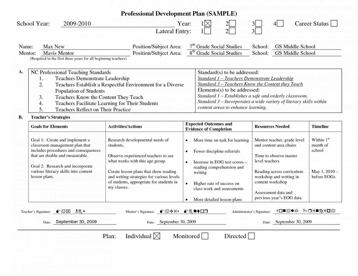 Professional Growth Plan Template  Hamiltonplastering