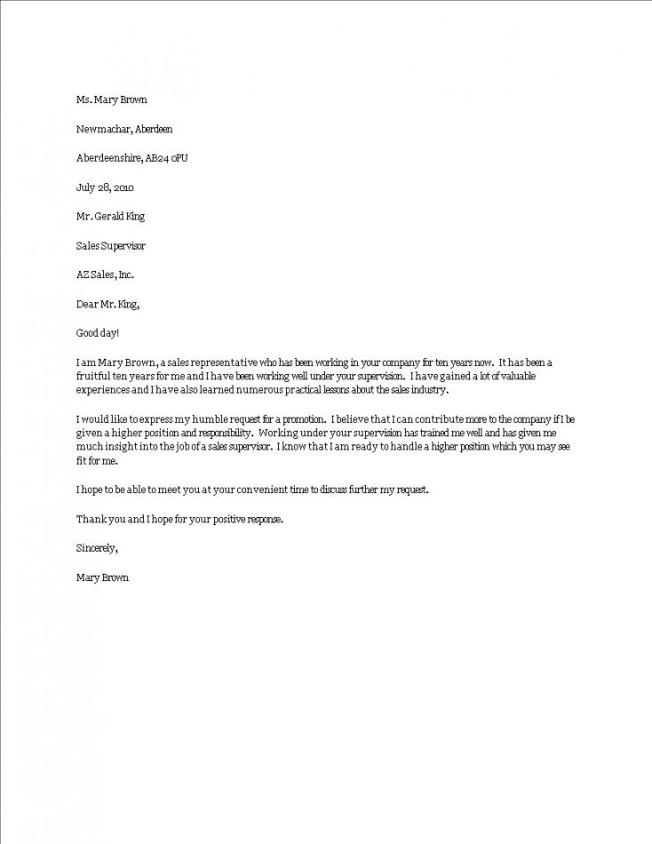 Promotion Request Letter - How to write a Promotion Request Letter