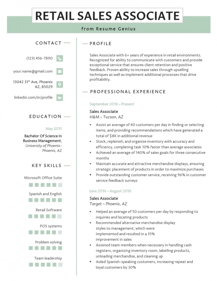 Retail Sales Associate Resume Sample & Writing Tips  Resume Genius