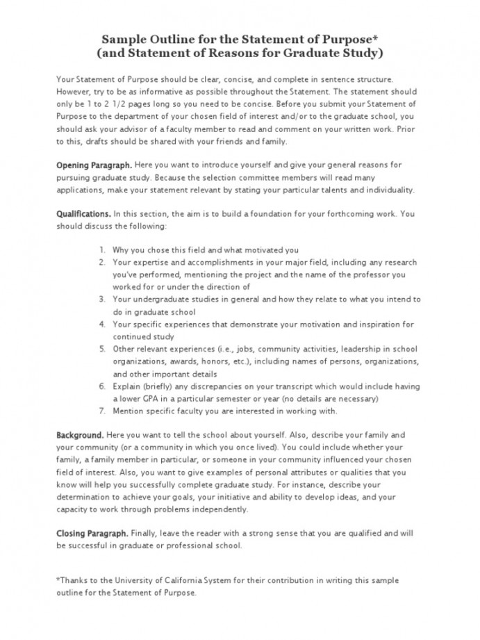 Sample Outline For The Statement of Purpose PDF  PDF  Graduate