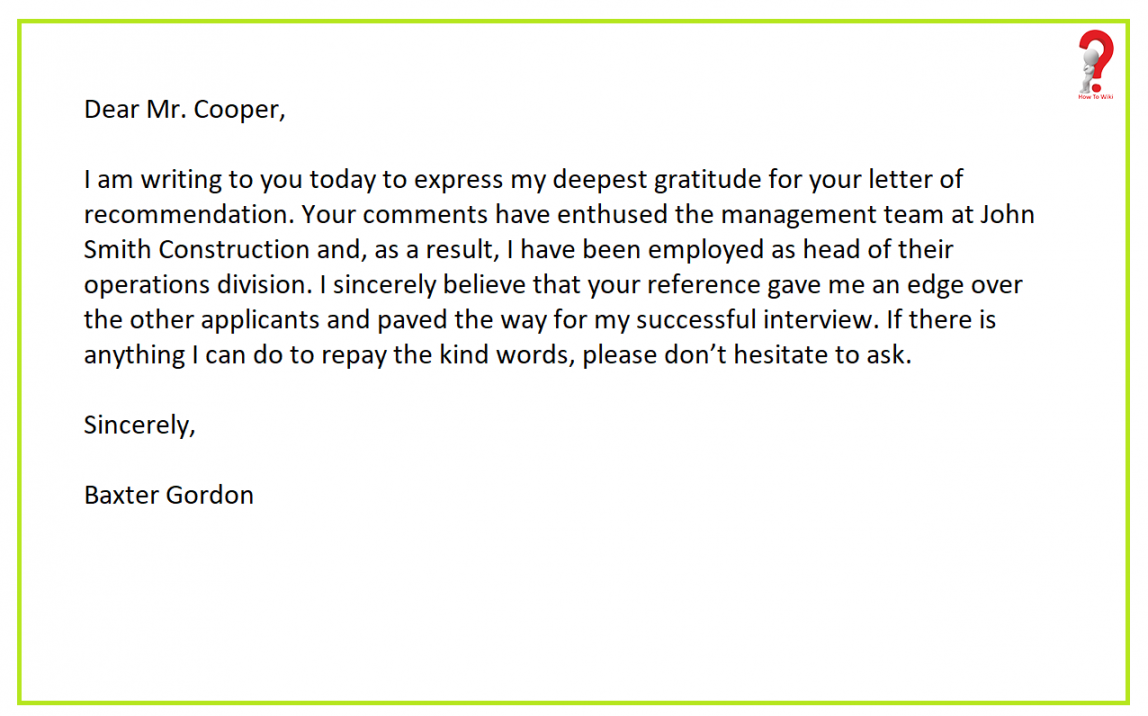 Sample Thank You Letter For Recommendation  Letter of