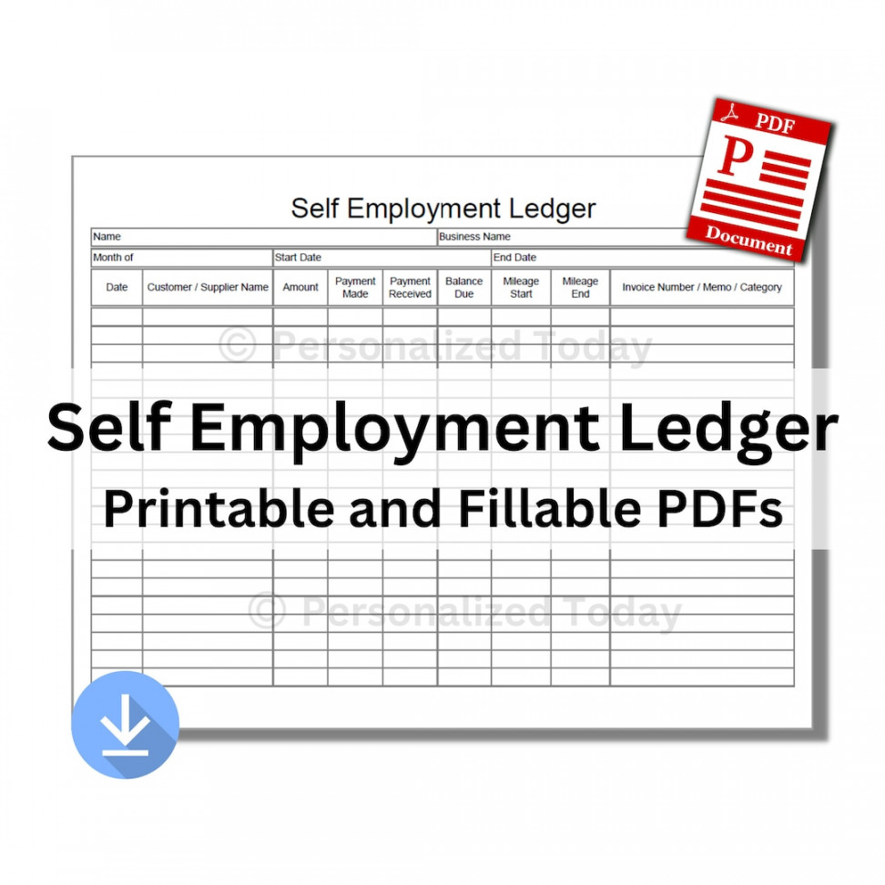 Self Employment Ledger Text Input Fillable and Print and Write - Etsy