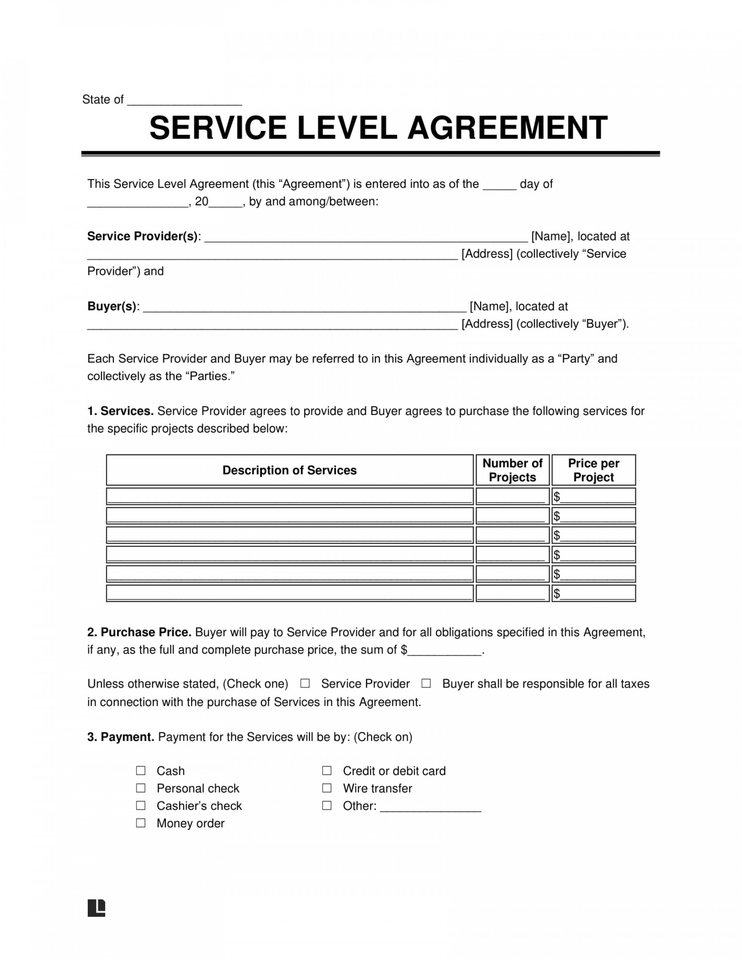 Service Level Agreement (SLA) Template - PDF & Word