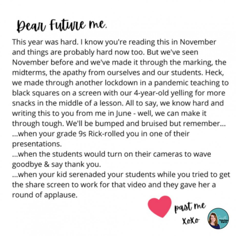 Teacher Tip for Self-Reflection: Letter to Your Future Self