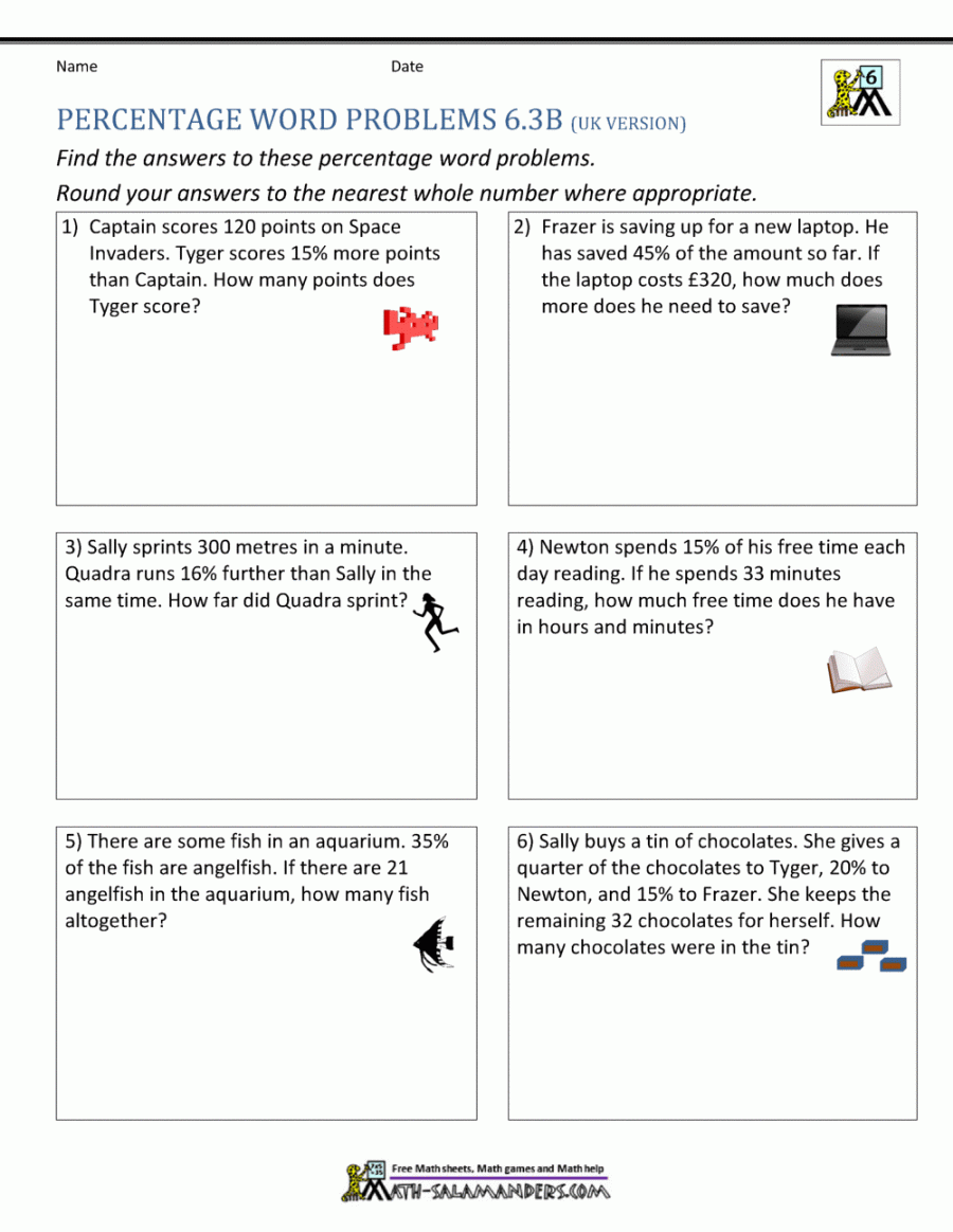 th Grade Percent Word Problems